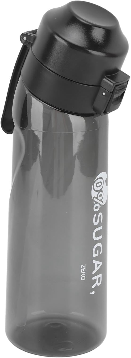 Enforose Fragrance Water Bottle 650ml Pop Up Cover Transparent Portable Outdoor Sports Scent Water Cup with Straw Air Water Bottle(Transparent Black)