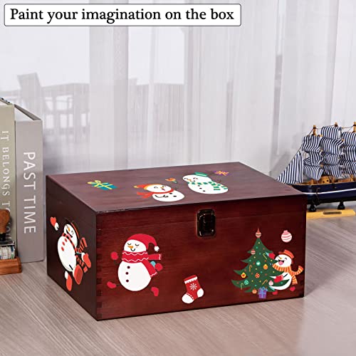 Useekoo Vintage Wooden Storage Box Container With Hinged Lid Front Clasp, 12'' X 9.3'' X 5.9'' Large Keepsake Box, Rustic Wood Boxes For Crafts Art Hobbies And Home Decoration - Reddish Brown #TOP4