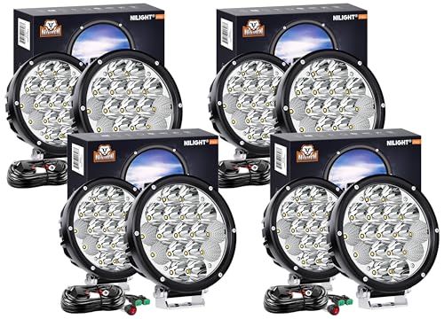 Image of Nilight 2PCS 7Inch 85W LED Driving Light 10200LM IP68 Spot Flood Combo Round Built-in EMC Offroad Lights with 14AWG DT Connector Wiring Harness Kit for Truck ATV UTV SUV (Pack of 4)
