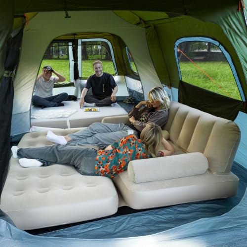Carpa para camping Night Cat para 8 personas: Gran carpa instantánea impermeable tipo cabaña con toldo y salida de estufa para glamping familiar miniatura 3