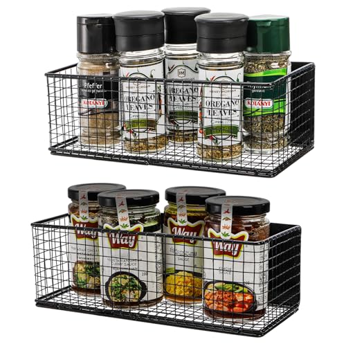 Image of Frcctre 2 Pack Magnetic Basket Magnetic Fridge Organizer, Metal Wire Spice Rack Pen Holder Storage Organizer Basket for Refrigerator Whiteboard Home Kitchen Office