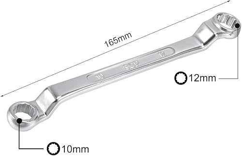 Miniatura 2 de uxcell Llave métrica de extremo de caja doble de 0.394 in x 0.472 in con desplazamiento de 12 puntos, cromada, Cr-V