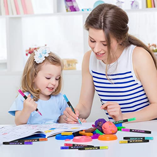 Banral BANRAL-36 COLORS OUTLINE MARKERS 36 Colors Glitter Markers, Double Line Outline Markers, Super Squiggles Shimmer Outline Marker Set, Self Outline Metallic Doodle Drawing Pens thumb #8