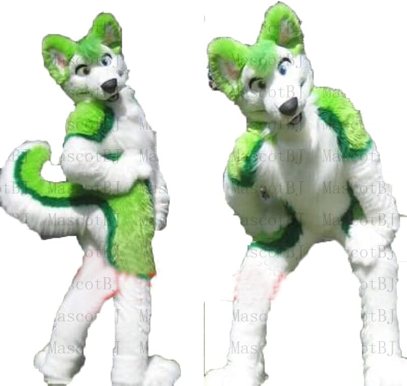 Email Custom Size —— Green White Cat Dog Fox Fursuit Teen Costumes Child Full Furry Suit Fursona Kigurumi Digitigrade Anime