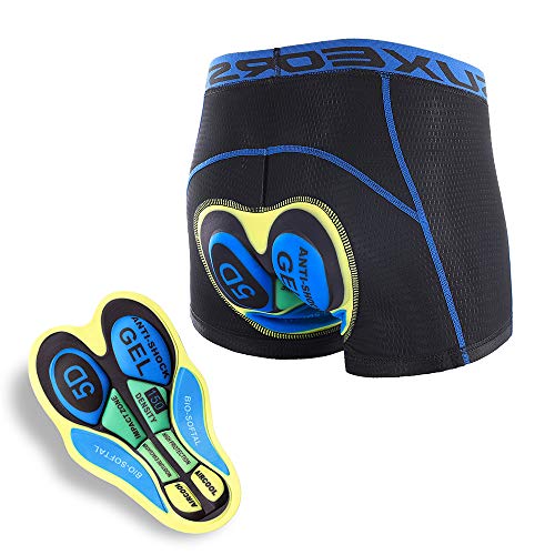 LXZH Pantalones Cortos De Ciclismo Hombre Mujer 5D Gel Acolchado, Transpirable Ropa Interior De Ciclismo De Secado Rápido Antideslizante Elástico para Bicicleta De Montaña,Amarillo,XL Cover