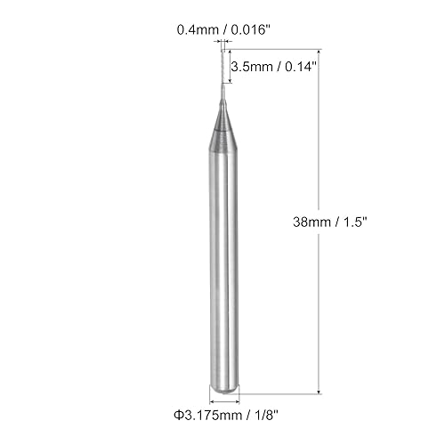 Miniatura 7 de uxcell 10 Uds 0.020 in Carburo End Mill Grabado Fresa Fresa CNC Router Bits para máquina PCB, vástago de 18"