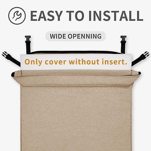 Image of Easy-Going Patio Cushion Covers 20x18x4 Inch 4 Pack, Linen Look Outdoor Water Resistant Chair Seat Cushion Slipcover with Zipper for Outdoor Furniture, Covers Only! Beige