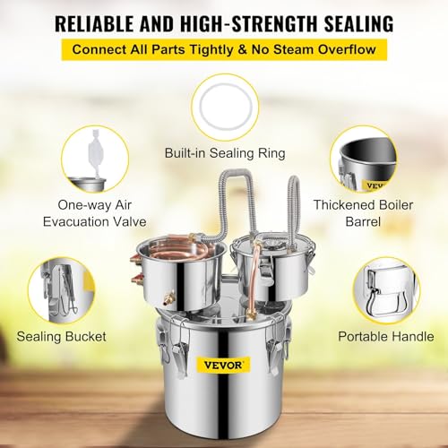 image for CooFel Alcohol Still, 3 Gallon, Stainless Steel Alcohol Distiller with