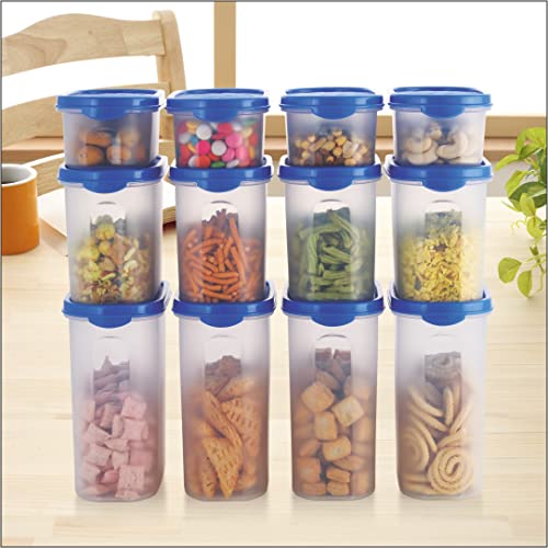 Image of MODWARE Multipurpose Air Tight Plastic Containers Food Grade BPA Free Oval Storage Box for Modular Kitchen, Stackable Containers for Fridge Cereals, Pulses, Snacks, Flour - Set of 12