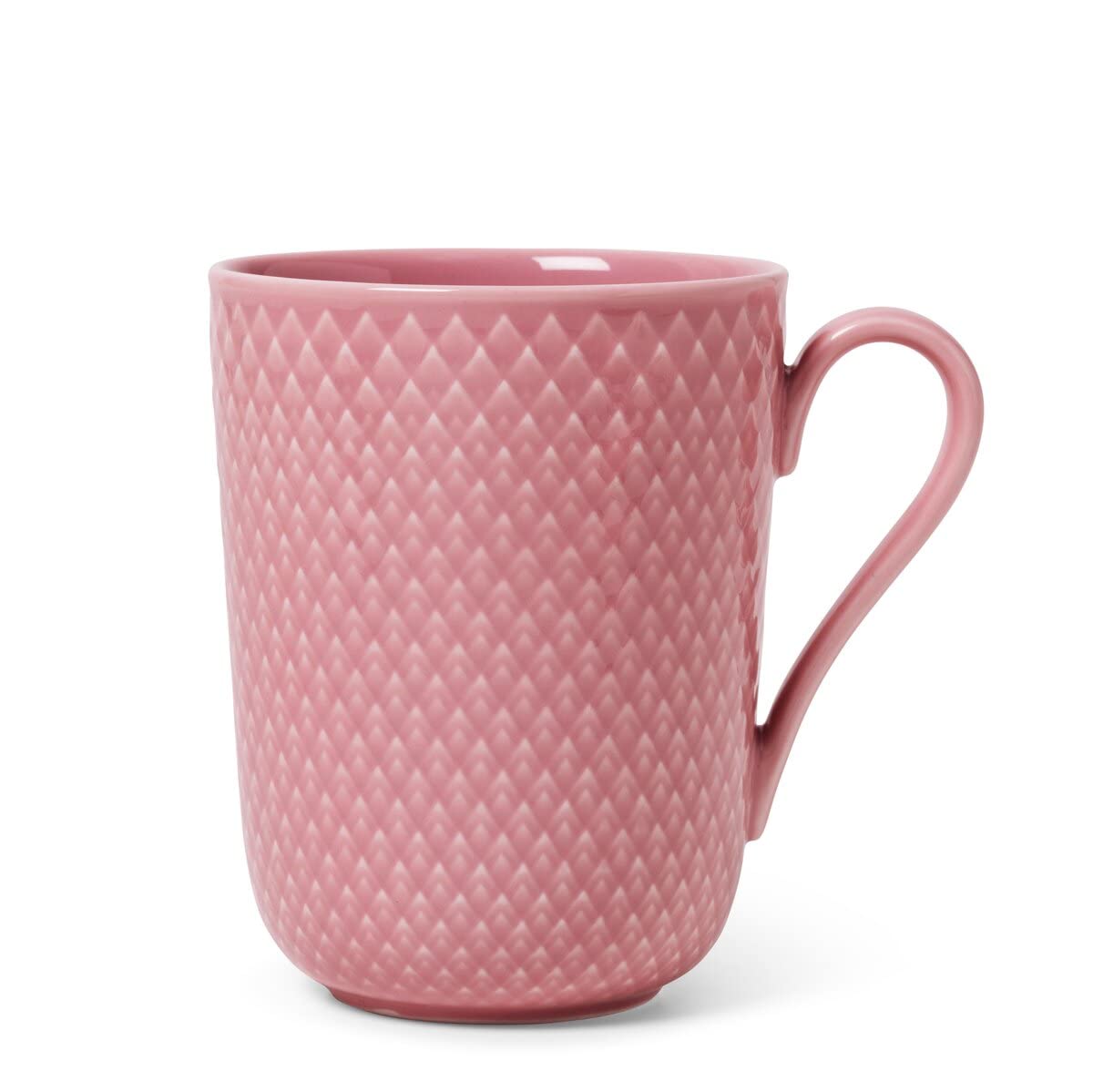 Lyngby Porcelaen Rhombe Color Mug With Handle | Rose Porcelain | 11.2 oz