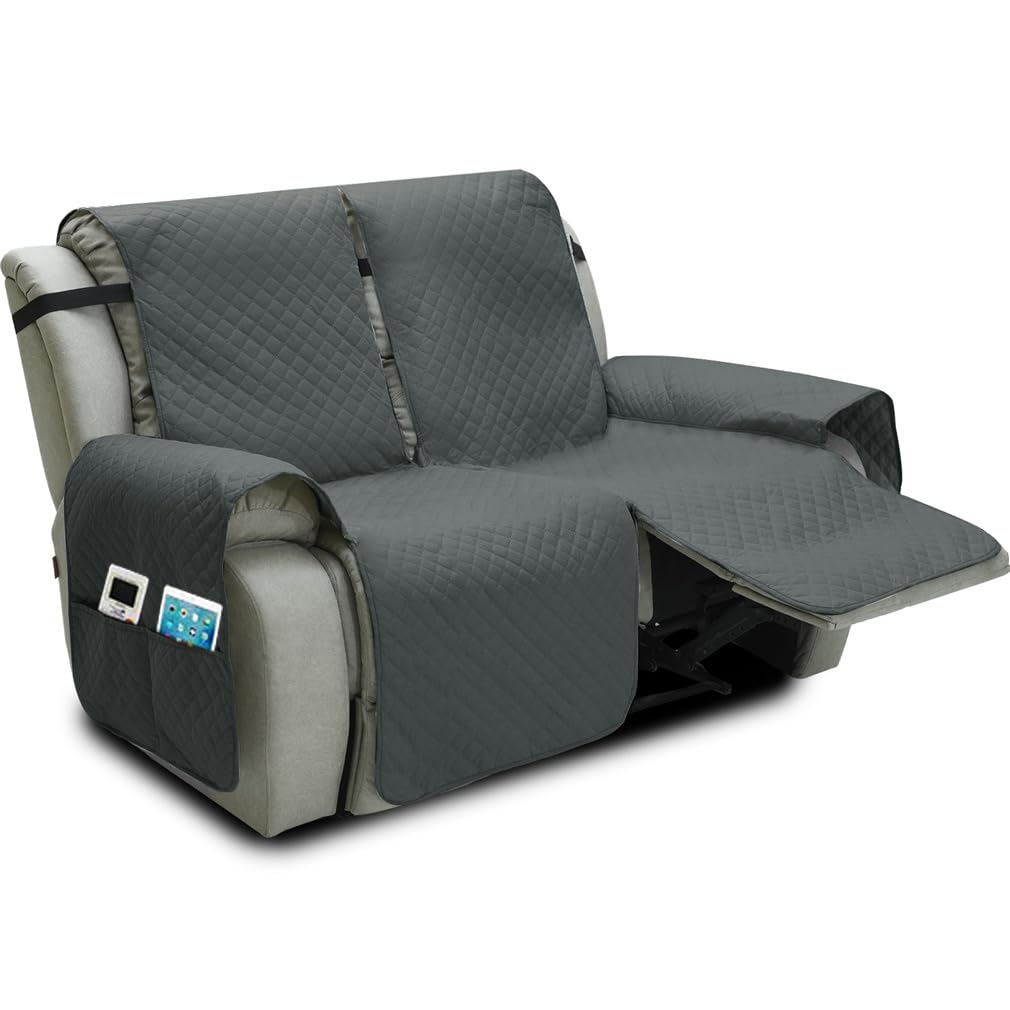 Fansu Funda de Sillón Relax 2 Plaza, Diamante Impermeable Sillón Relax Funda Reclinable, Cubre sofá, Extraíbles y Lavables Protector sofá Acolchado (Gris Oscuro,2 Plaza)