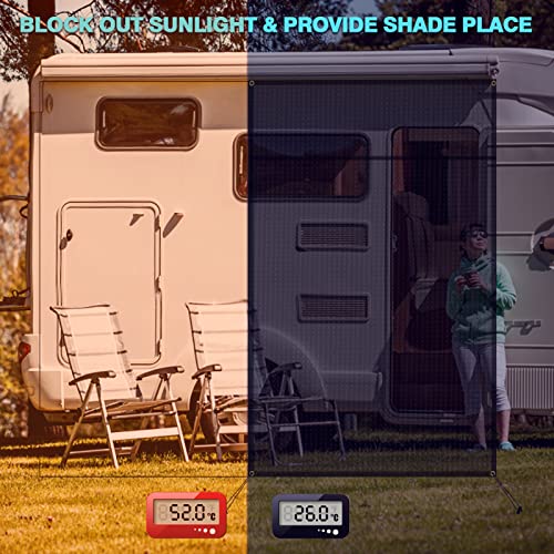 Partol Rv Awning Shade Screen 9'X7' Rv Awning Side Sun Shade Kit Black Mesh Camper Sunshade Rv Awning Accessories, Uv Blocker Privacy Screen Complete Kit For Motorhome Travel Trailer Canopy Shelter #TOP5