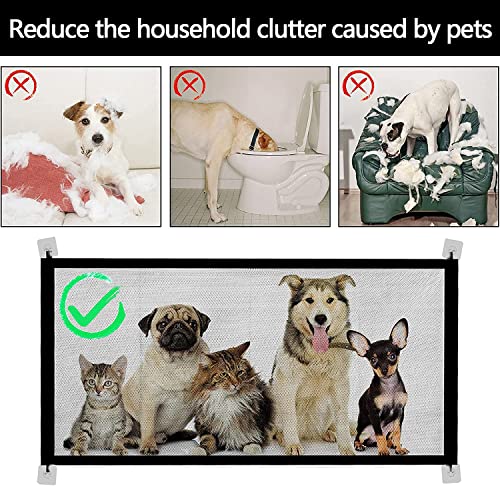 Mesh Dog Gate Pet Gate Portable Safety Gates, Dog Gates For The House, Gates For Dogs Indoorgates For Dogs Indoor Doorways/Hallways/Top And Bottom Of Stairs, No Drilling 43.3''X28.3'' 8 Hooks #TOP3