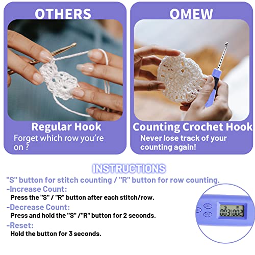 Image of Light Up Crochet Hook Set with 12 Sizes, Lighted Everything Counting Kit | Digital stitch & row counter, dual ergonomic handles, reinforced connection, bag, organizer and 1-year warranty