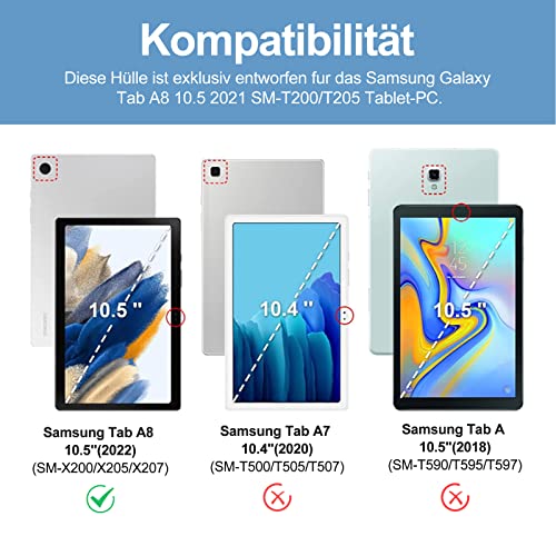 JADEMALL Tastatur Hülle Kompatibel mit Samsung Galaxy Tab A8 10.5 Zoll 2021, QWERTZ Deutsch Beleuchtete Kabellose Bluetooth Magnetische Tablet Tastatur mit Hülle – Bild 3