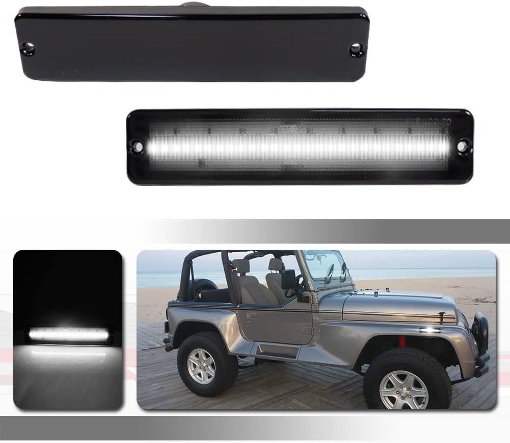 For 1987 1988 1989 1990 1991 1992 1993 1994 1995 Jeep Wrangler YJ Fender Front Bumper Passenger Side Marker lights White LED
