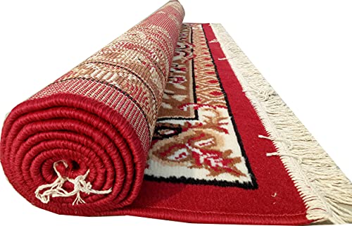 Image of Acrylic Rectangular Carpet for Hall | Mat for Living Room | 6x8 Feet Red | Anti-Skid Carpets | Carpet for Bedroom Floor | Galicha for Hall | Home & Decor (180x230 CM -Red Color)
