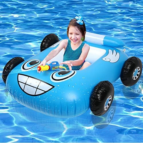 Augot Baby Swimming Float, Inflatable Car Kids Pool Float with Water Gun