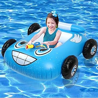 Augot Baby Swimming Float, Inflatable Car Kids Pool Float with Water Gun