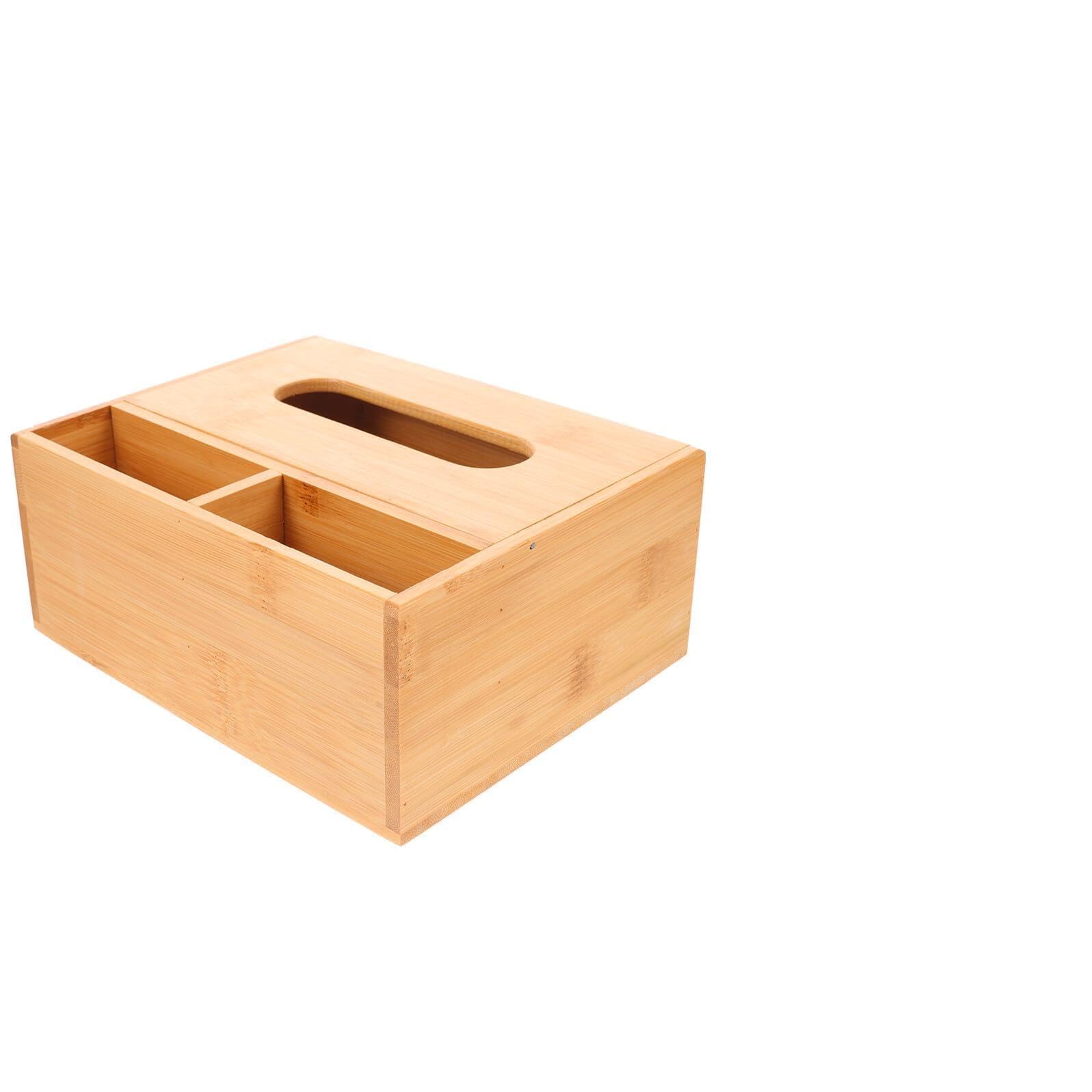 Boîte à mouchoirs en bois KOMBIUDA et organisateur de bureau multifonctionnel à compartiments