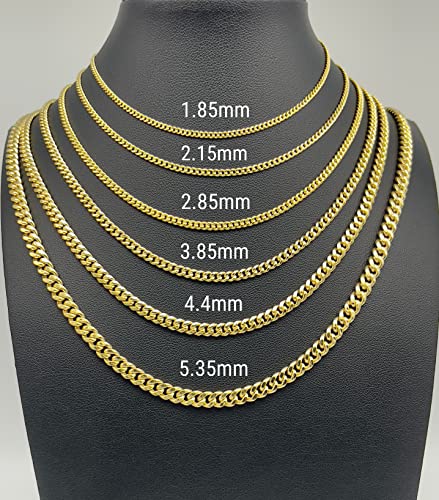 Jewelheart 14K Gold Miami Cuban Link Chain Men - 1.85Mm Diamond Cut Cuban Curb Chain - Dainty Real Gold Necklaces For Women 16" #TOP2