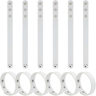 18Pcs White Pu Leather Snap Bracelet Adjustable Blank Wristband Punk Wide Vintage Wrist Leathers Cord Minimalist Buckle Cuffs for Men Women Jewelry Clothing Accessories Birthday Gifts Supply