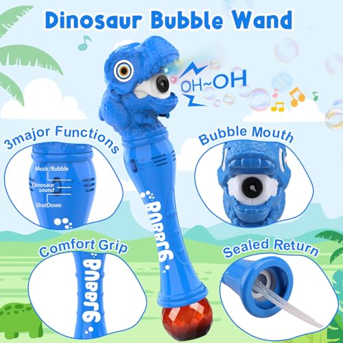 Britik Bubble Wand Toys for 3 4 5 6 7 8 Years Old Boys: Bubbles Machine Bubble Blower for Toddlers 1-3 Outdoor Toys for Toddlers Age 1-3 Dinosaur Toys for Kids 3-5 Gift for 3-8 Years Old Boys, Blue