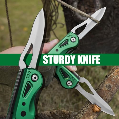 FLISSA 13 in 1 Multi-Tool Wrench with Carry Bag, Green Stainless Steel Multifunctional Tool with Hexagonal Wrench, Bottle Opener, Screwdriver with Bits (PH1,PH2,SL4.5) for Camping Maintenance - Image 6