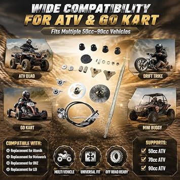 29in Go Kart Frame, Go Kart Axle Kit, Rear Live Axle Assembly Kit Axle Sprocket Chain Brake Disc Caliper Wheel Hubs Replacement for ATV Quads