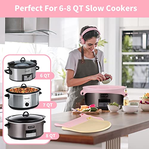 Outxe 3 Pack Silicone Slow Cooker Liners Reusable Fit 6-8 Quarts Crockpot Leakproof & Easy Clean Bags Liners For Oval Or Round Pot #TOP1