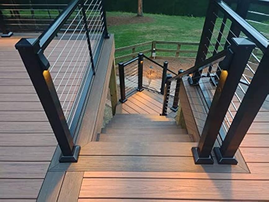 GKOLED Low Voltage LED Wedge Deck Rail Light, Landscape Railing Post Fence Accent Lighting, 2W 2700K Integrated LED Chips, Die-cast Aluminum, Powder Coated Finish, 12V AC/DC, IP65 Rated, Black, 6-Pack