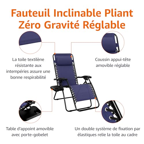 Lot 2 fauteuils relax zéro gravité + table, Amazon
