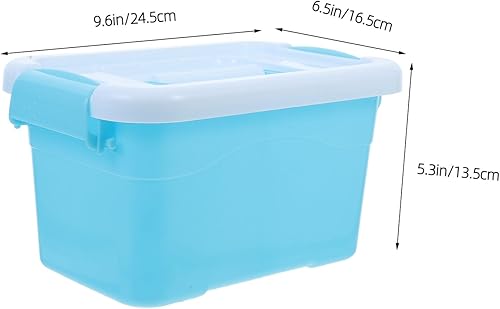 Miniatura 2 de Pequeño contenedor organizador de plástico con cubierta y asa, contenedor grueso azul-blanco para herramientas, soporte compacto para muñecas de