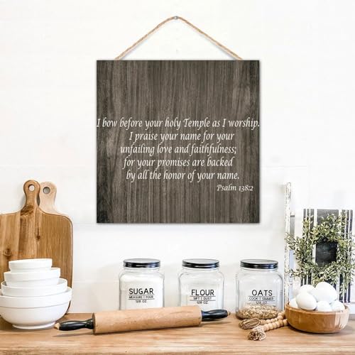 Placa de madera rústica con versículo bíblico para decoración de pared en salones de campo 4