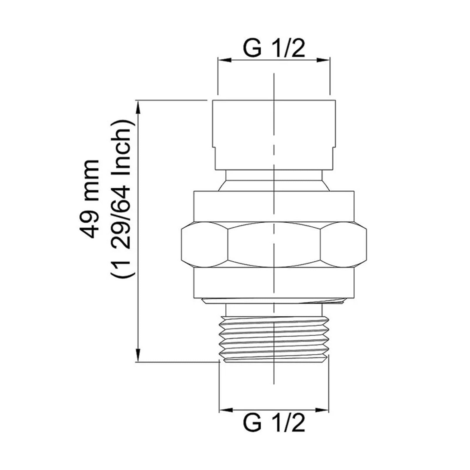 Adaptery do przyłączy rurowych G1/2 Długość 49mm/1.93inch Złącze prysznicowe Złącze kulowe Sprzęt Regulowany kąt Obrotowy adapter Głowica prysznicowa Przepływ wody Złącze kulowe Akcesoria łazienkowe N