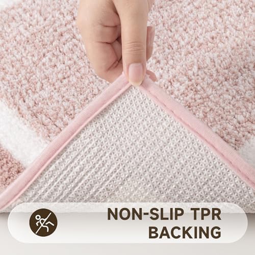 Pauwer Bathroom Rugs Set 5 Piece, Non Slip Microfiber Bath Mat, Dusty Pink - image 5
