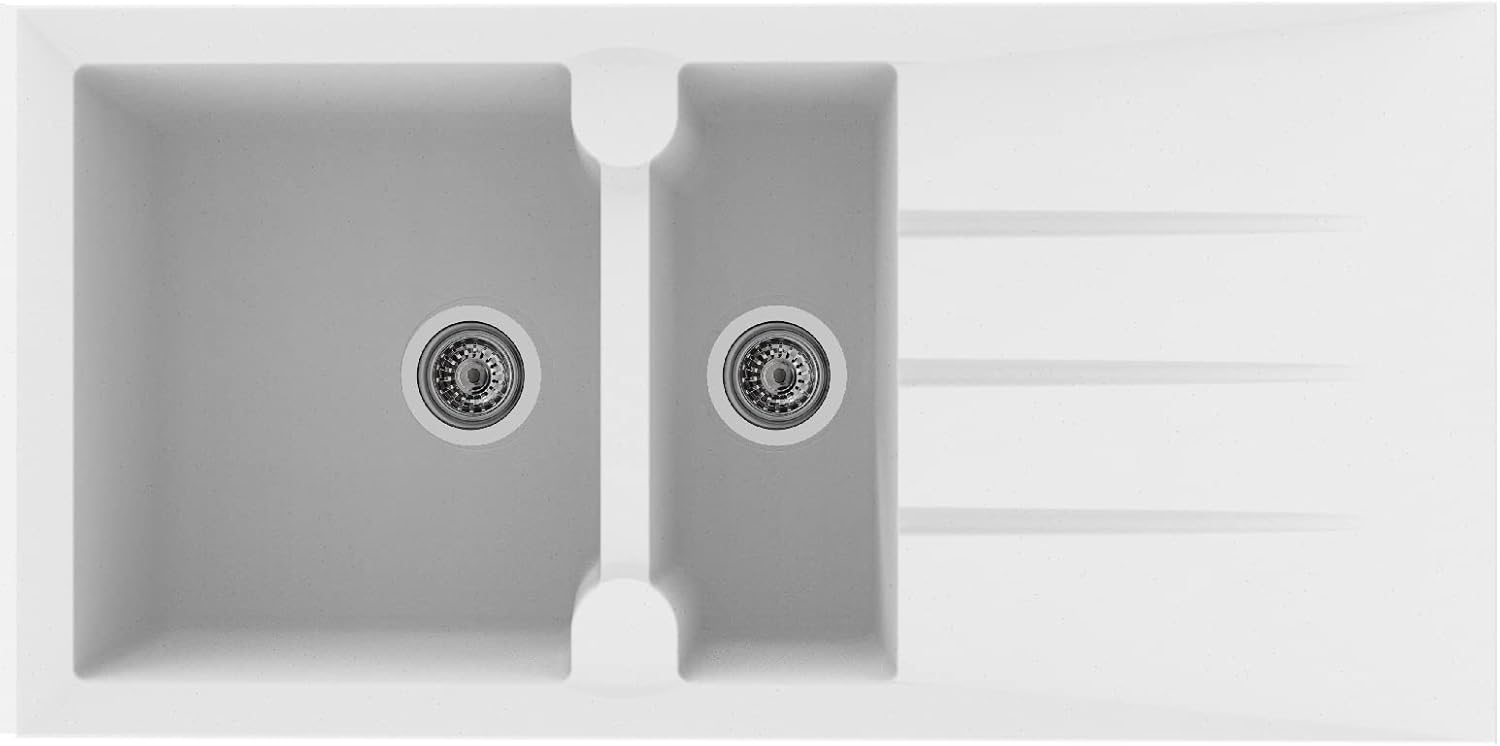 Liquida LP15WH 1.5 Bowl Composite Inset Reversible White Kitchen Sink