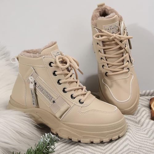 Women's Chunky White Sneakers – Korean Style Winter Boots with Waterproof Artificial Leather and Fleece Lining2
