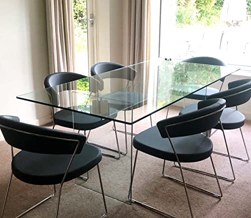 Fab Glass And Mirror 34" X 42" Rectangle 3/8" Inch Thick Tempered Pencil Edge Polish Touch Corners Glass Table Top, Clear #TOP5