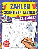  Zahlen Schreiben lernen ab 4 Jahre: Ein großer Kindergartenblock, Vorschulblock und Malbuch zum Zahlen schreiben üben. Perfekt geeignet für Kinder ab 4 Jahren!