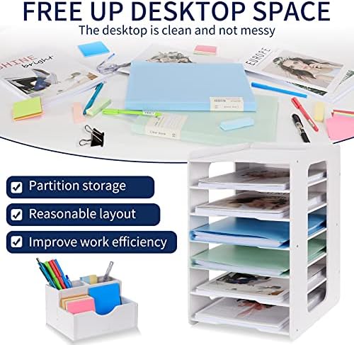 Letter Tray Organiser, Office Desk Tidy Organiser File Document Holder A4 Paper Filing Trays for Home Office School (7 Tier)