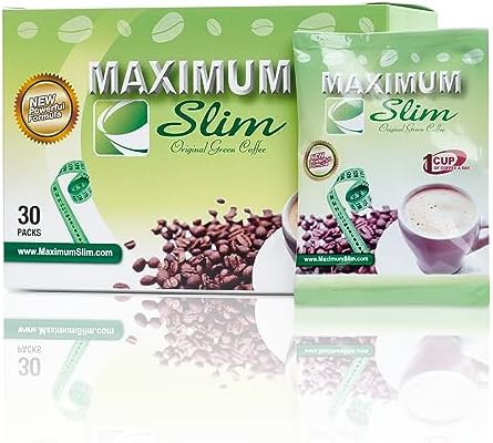 Maximum Slim Original Green Coffee –Premium 4-in-1 Formula with Natural Herbal Extracts for Energy & Vitality. Creamy & Delicious for Maximum Satisfaction. No Messy Side Effects-Made in the USA-30 Ct