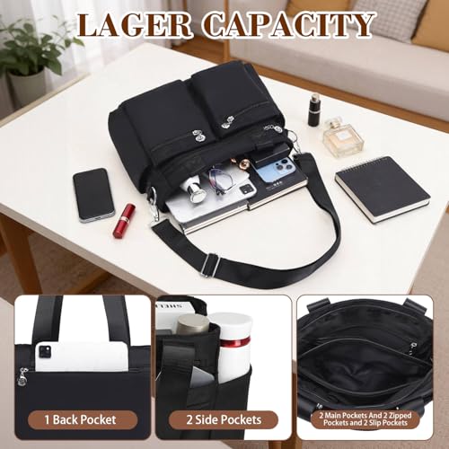 Bolso Tote de Nylon para Mujer con Múltiples Bolsillos y Cierre miniatura 6