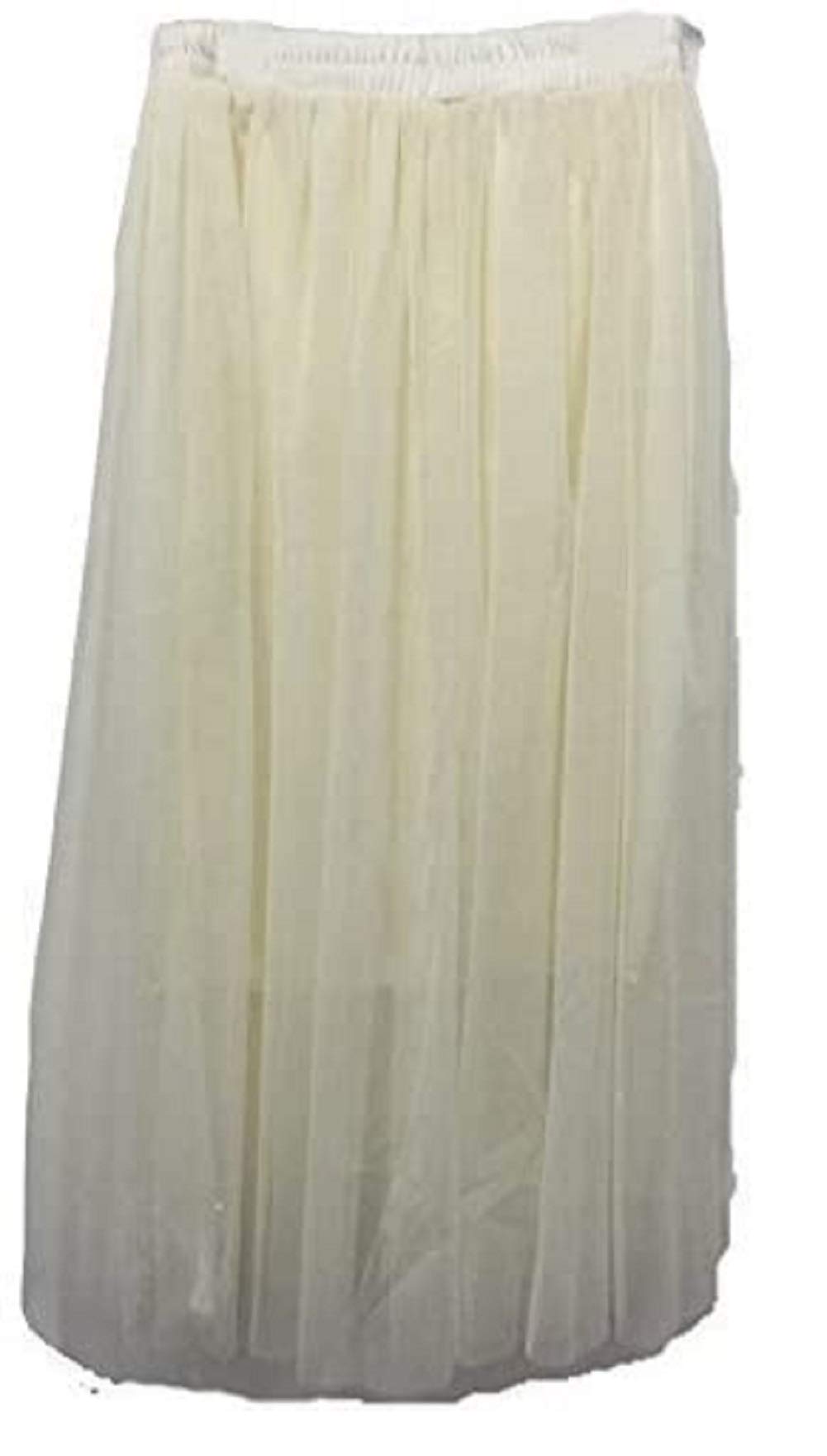 L&L® Women Girl Lady Tutu Petticoat Long Skirt Rockabilly Tulle Goth Ballet Skirt (6-10, Cream)