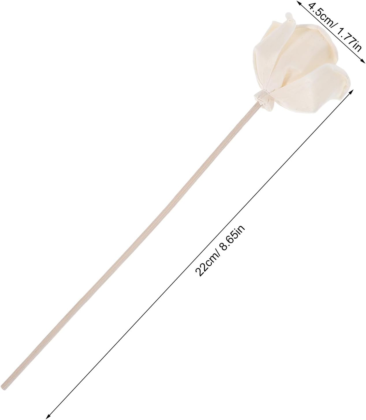 5pcs White Rose Petal Reed Diffuser Sticks, 8.7in Wood Aroma Rattan Floral Scent Refill for Daily Aromatherapy and Home or Office Shelves Decoration
