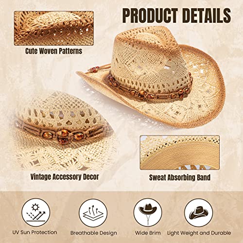 image for Simplicity Cowboy Hats for Men Western Hats for Women Straw Cowboy Cow