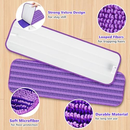 Swiffer PowerMop용 재사용 가능한 대걸레 패드 - 극세사 대걸레 패드 리필 대걸레 헤드 교체품, 스위퍼 대걸레 스프레이 대걸레 바닥 대걸레, 세척 및 재사용 가능한 바닥 대걸레 리필, 18팩 — 사진 6