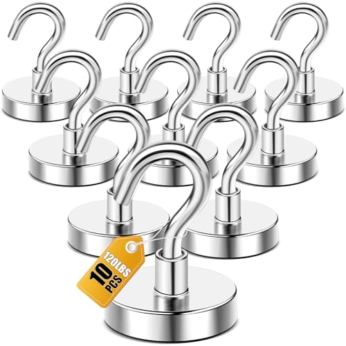 DIYMAG Magnetic Hooks, 120lbs Strong Magents 10 Pack for Cuise Cabins Ship