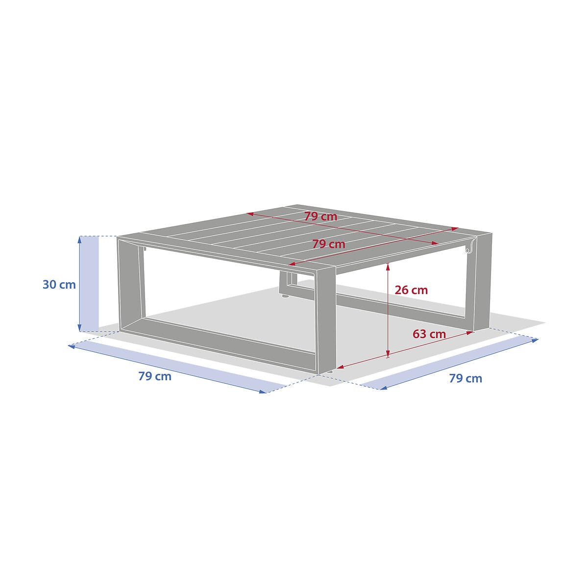 Hespéride - Table Basse de Jardin carrée Allure Graphite 79 x 79 x 30cm en Aluminium