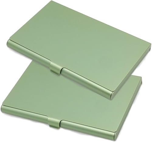 Vista 37 de Paquete de 2 tarjeteros de metal negro, funda para tarjetas de visita de aleación de aluminio, funda abatible de bolsillo delgado, tarjetero